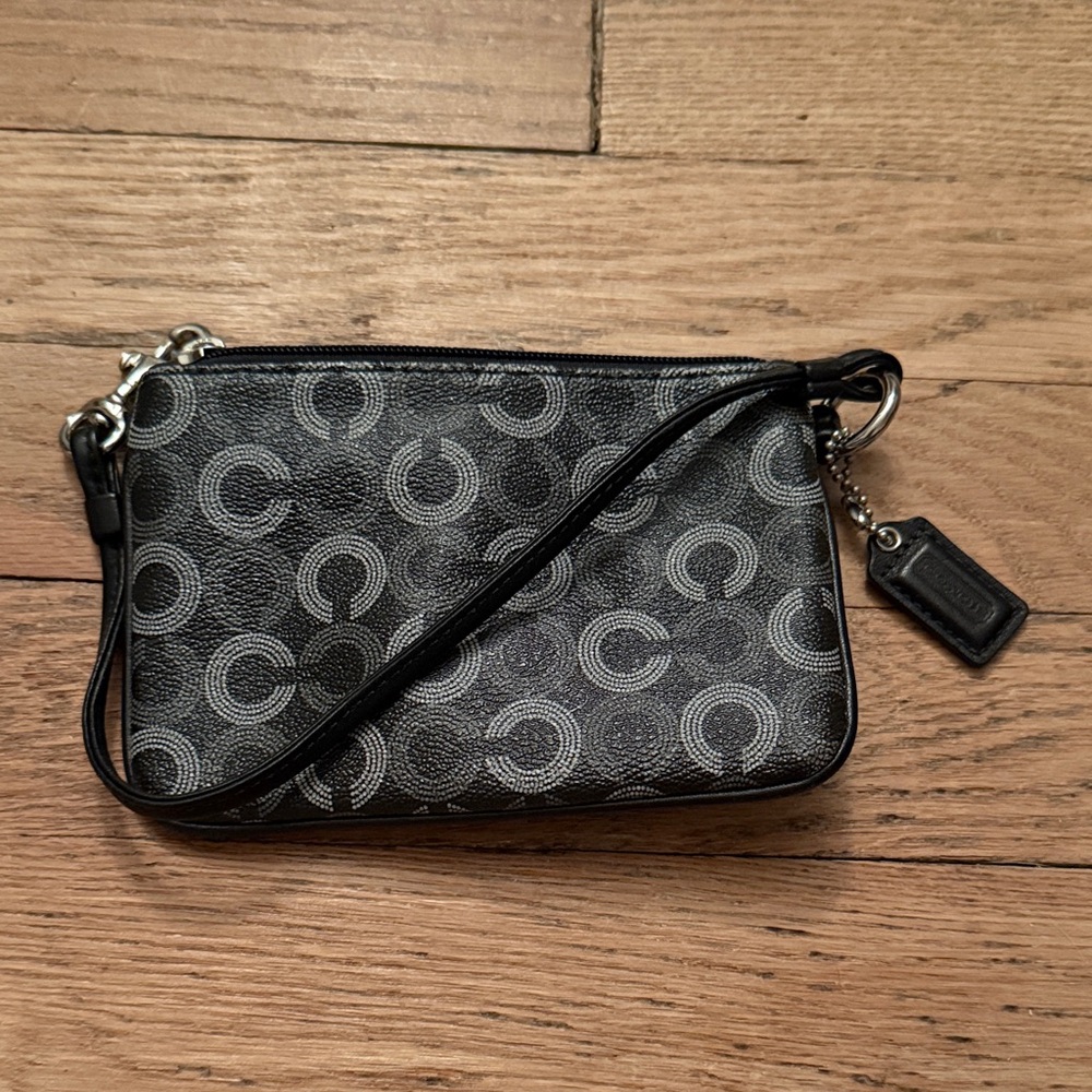 Coach Monogram Black and Gray Wristlet